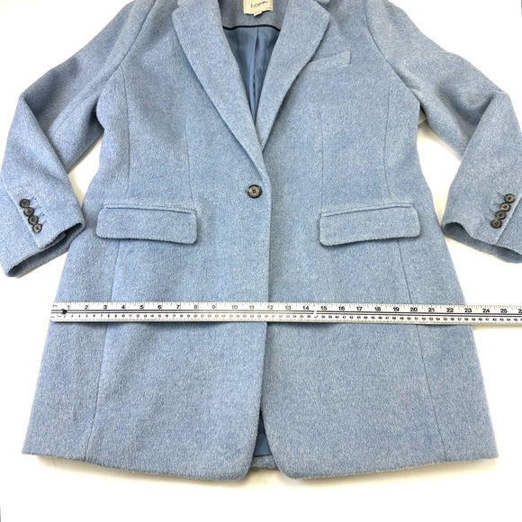 Loft blue light coat Womens Large Petite one button lined Tailored cloth coat - Picture 9 of 14